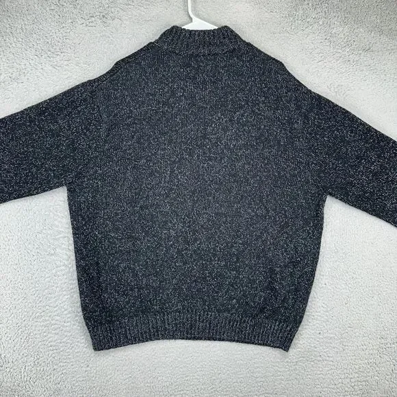 Chaps Pullover Sweater Adult XL Black Quarter Zip Knit Mock Neck Long Sleeve Men